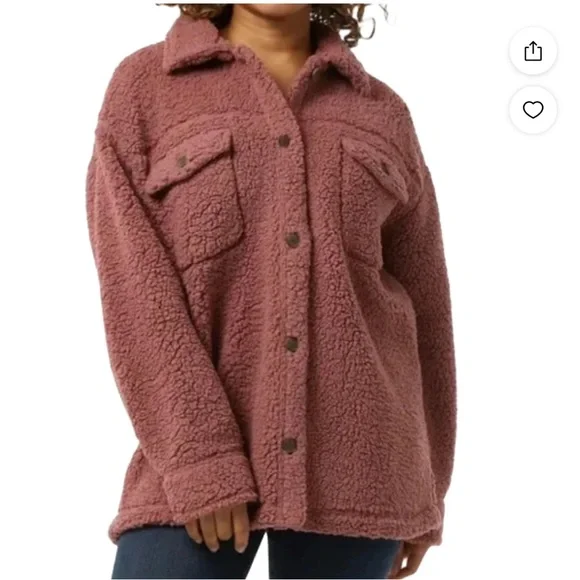 32 Degrees Heat Sherpa Shacket Cozycore Hygge M/L Shacket Loungewear Fall Winter - Picture 4 of 12